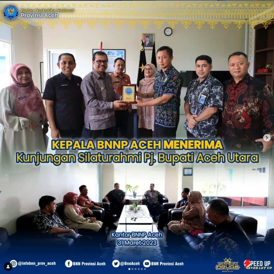 Kepala BNNP Aceh menerima kunjungan silaturahmi Pj. Bupati Aceh Utara
