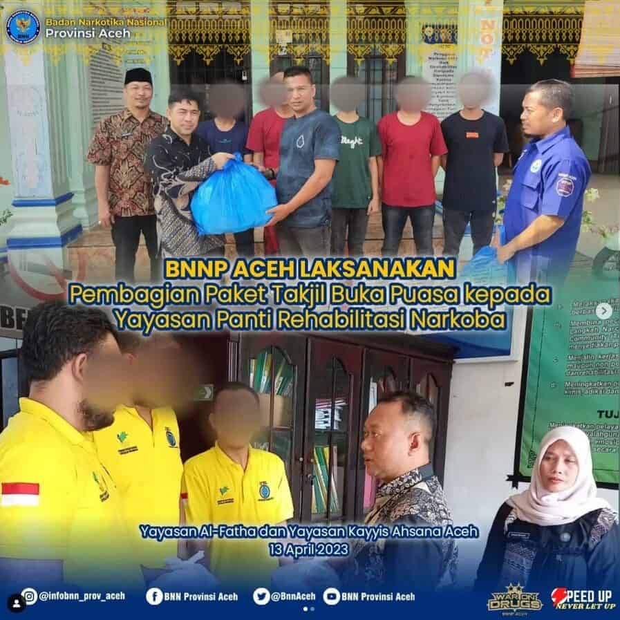 BNNP Aceh kembali melaksanakan Bagi-Bagi Paket Takjil kepada Panti Rehabilitasi Narkoba