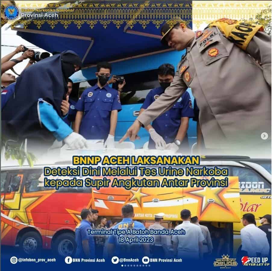 BNNP Aceh Laksanakan Kegiatan Deteksi Dini Tes Urine Narkoba kepada Supir Bus Angkutan antar Provinsi