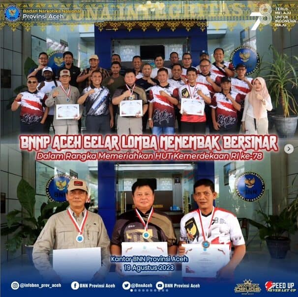 Sambut HUT RI ke-78, BNNP Aceh menggelar Lomba Menembak Bersinar (Bersih Narkoba)