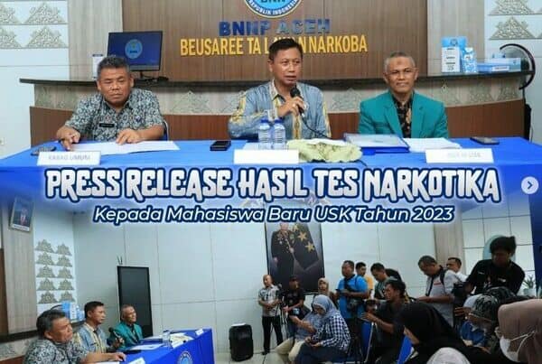 Press Release hasil kegiatan Deteksi Dini melalui Tes urine narkotika kepada mahasiswa baru USK Tahun 2023