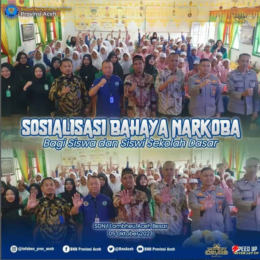 Sosialisasi bahaya penyalahgunaan narkoba dan Mars BNN di SDN 1 Lambheu Aceh Besar