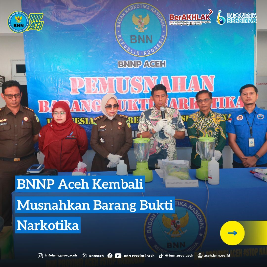 BNNP Aceh Kembali Musnahkan Barang Bukti Narkotika